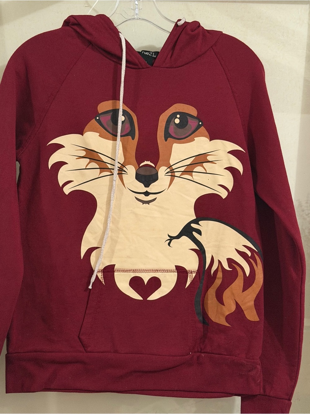 Rue21 Maroon Fox Print Hoodie